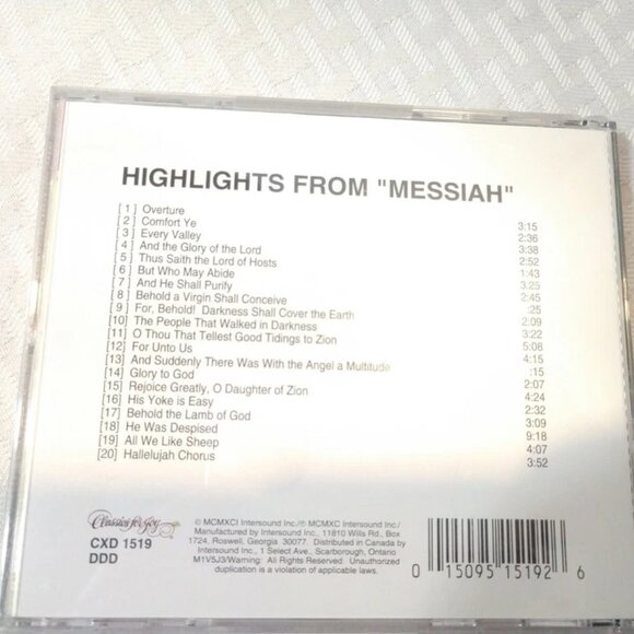 Messiah Highlights Classics for Joy Christmas Carols Music CD - Picture 2 of 3